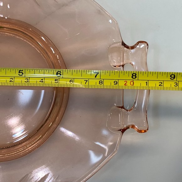 Pink Depression Glass Etched Tray with Handles - Picture 10 of 14